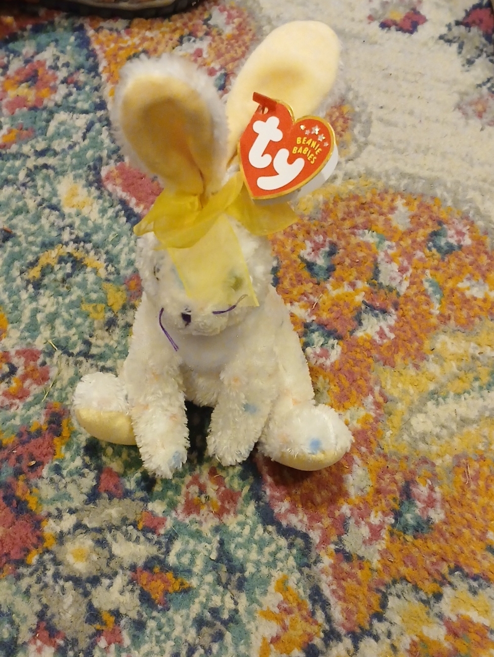 Ty Cream and Yellow Bunny Beanie Baby Plush